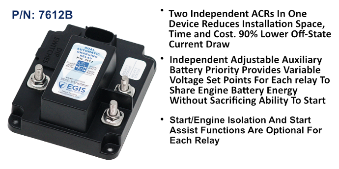 TH3 - 12V Dual Automatic Charging Relay (ACR), 2x80 A, Bulk