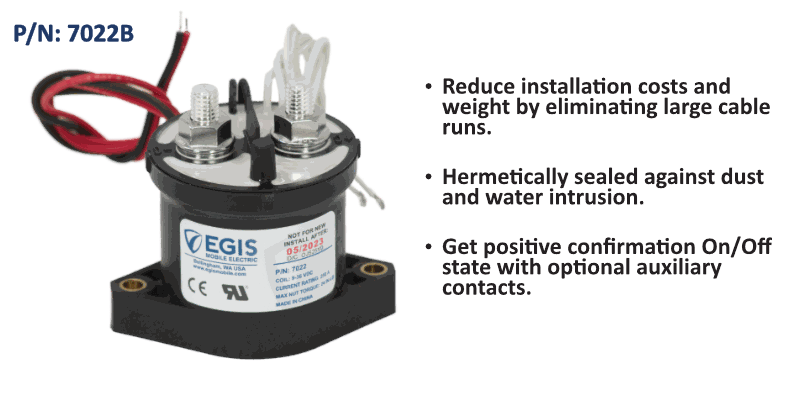 Contactor, 500 Amp, 12/24 V, w/Aux Contacts