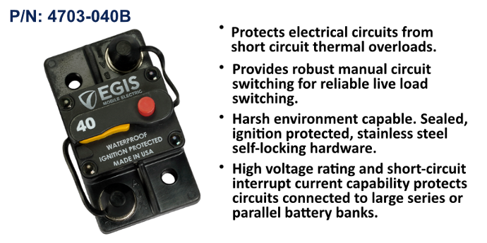 Circuit Breaker, 85 Series, Surface Mount, 40 Amp, Bulk Pack