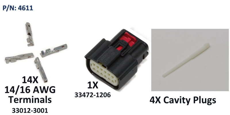 Harness, MX-150 12P, 6x14AWG, 6x16AWG, 2 ft  long