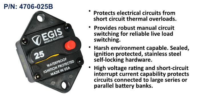 Circuit Breaker, 85 Series, Panel Mount, 25 Amp, Bulk Pack