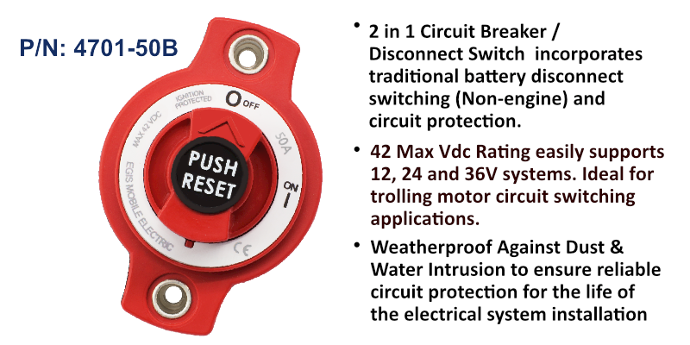Mini Breaker Disconnect Switch, 50 A, Panel Mount, Bulk Pack
