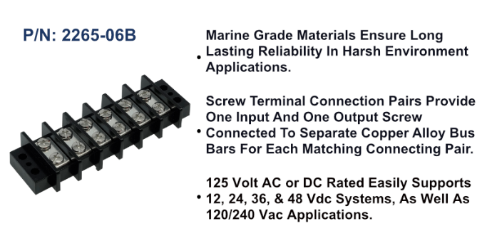 Terminal Block - 65A, 6 Circuit, Bulk Pack