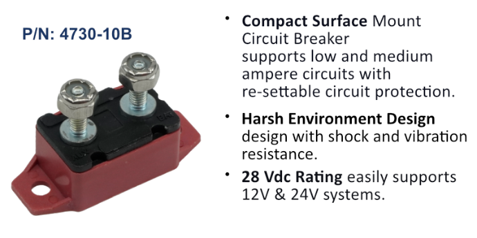 Circuit Breaker, Short Stop Marine, 10 Amp, Red, Bulk Pack