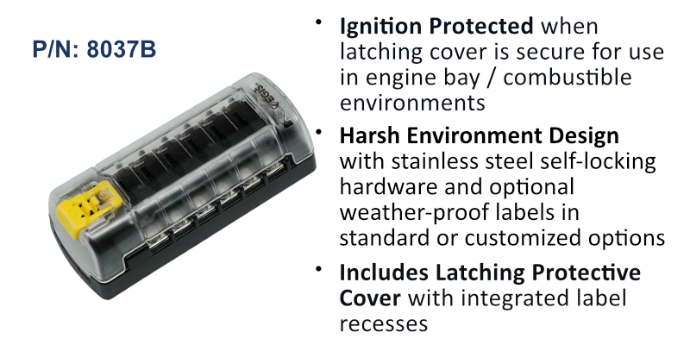 RT Fuse Block 6 Independent Circuits w/Cover w/2xJumpers, Bulk Pack