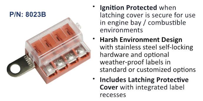 RT Battery Terminal Mount Fuse Block 4 Circuit, Bulk Pack
