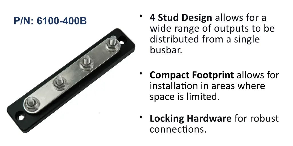 100A MiniBus 4 Stud BusBar, Bulk Pack