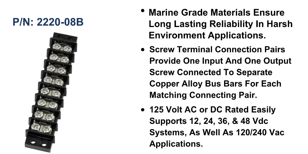 Terminal Block 20A - 8 Circuit, Bulk Pack
