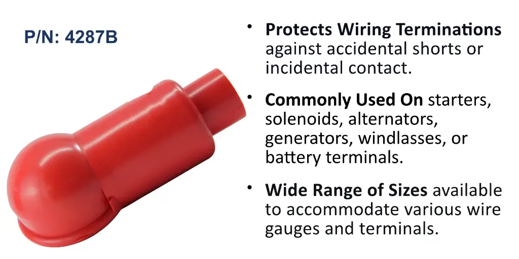 CableCap Lug Insulator, 2/0 AWG, Red, Bulk Pack