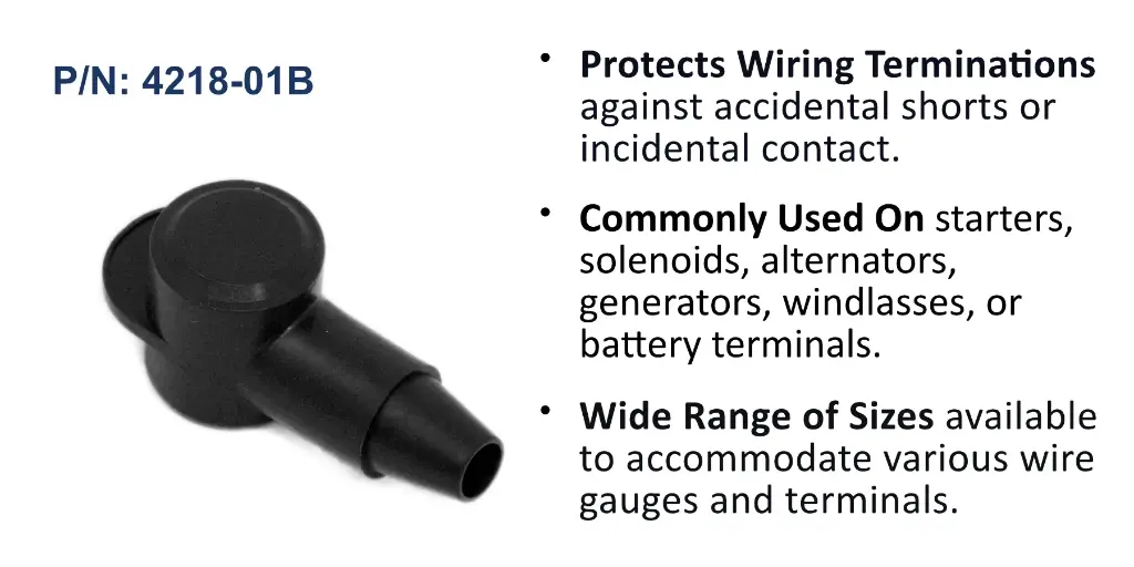 CableCap Stud Insulator, 4-8 AWG, Black, Bulk Pack