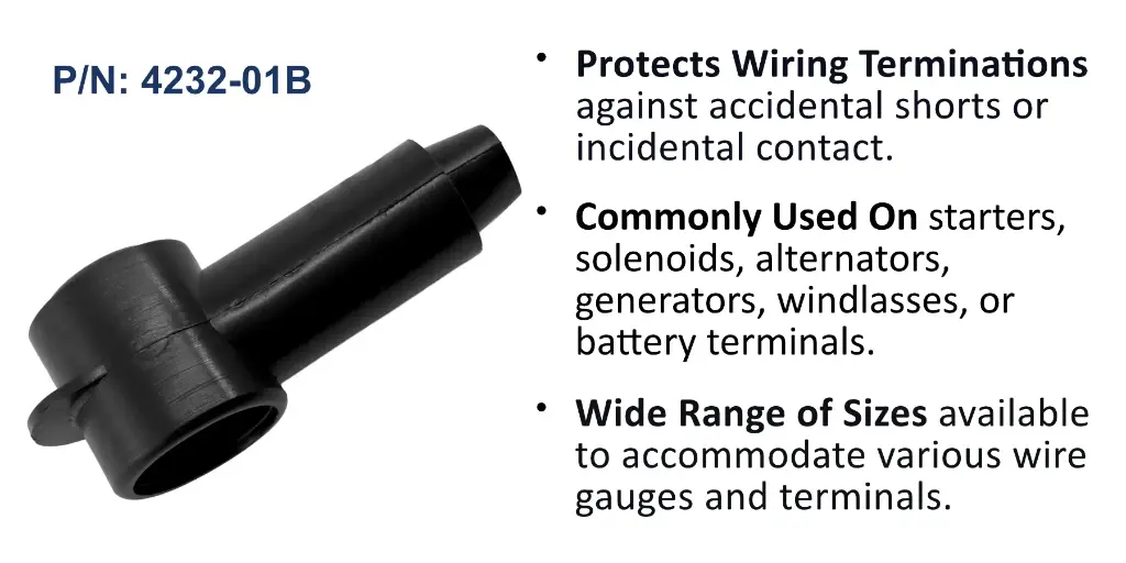 CableCap Stud Insulator, 4/0 to 3/0 AWG, Black, Bulk Pack