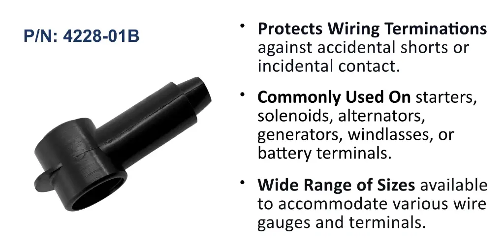 CableCap Stud Insulator, 2/0 - 2  AWG, Black, Bulk Pack