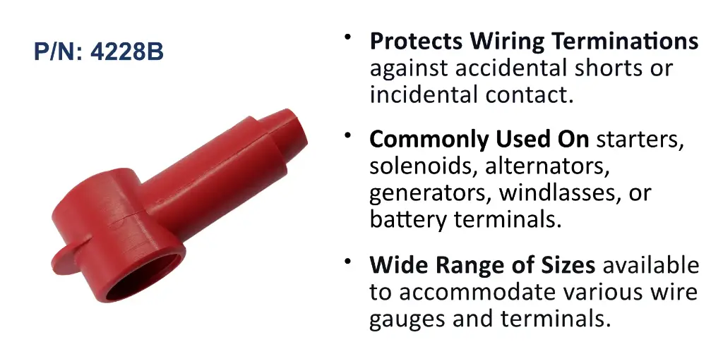 CableCap Stud Insulator, 2/0 - 2  AWG, Red, Bulk Pack