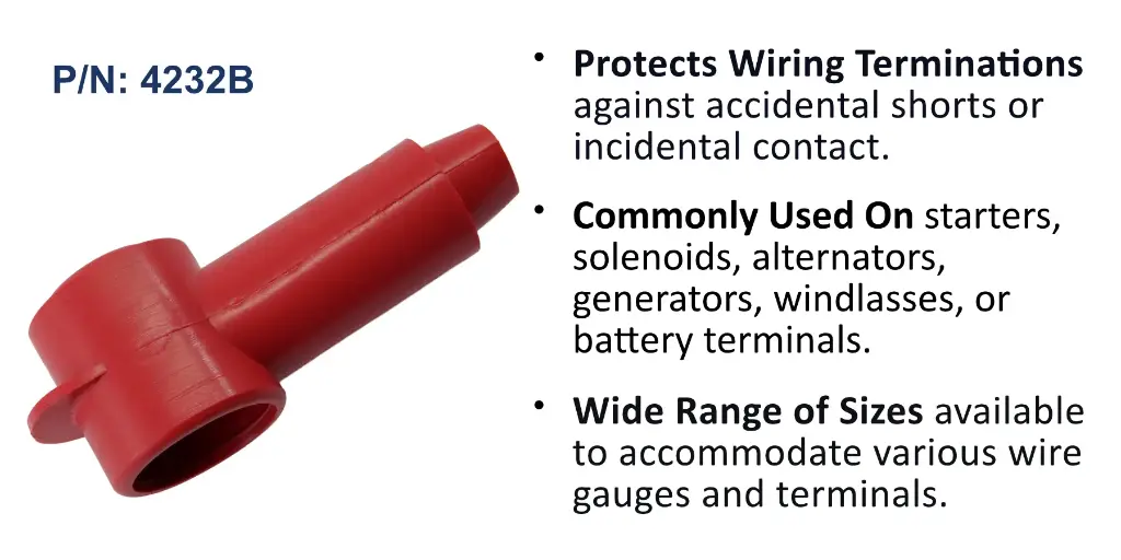 CableCap Stud Insulator, 4/0 to 3/0 AWG, Red, Bulk Pack