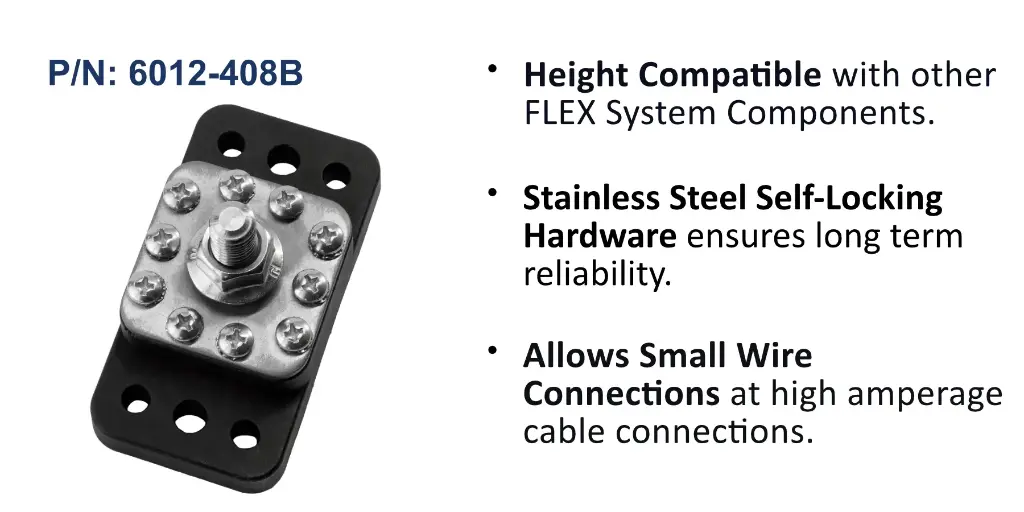 Power Post Plus, M10(3/8") Post + 10 Circuits (M4/#8), W/Cable Cap Bulk