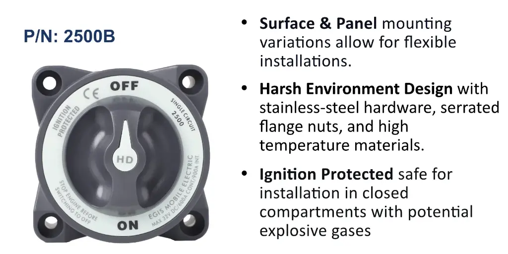 Heavy Duty-Series 600A  Battery Switch Off/On, Bulk Pack