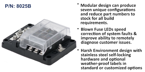 [8025B] RT Fuse Block 6 Circuit w/Ground, Bulk Pack