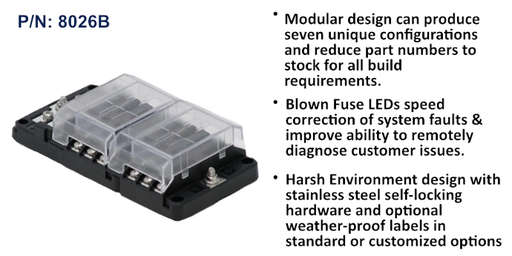 [8026B] RT Fuse Block 12 Circuit w/Ground, Bulk