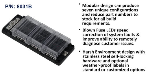 [8031B] RT Fuse Block 18 Circuit w/Ground, Bulk