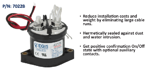 Contactor, 250 Amp, 12/24 V, w/Aux Contacts