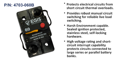 [4703-060B] Circuit Breaker, 85 Series, Surface Mount, 60 Amp, Bulk Pack