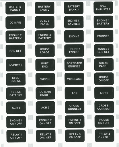 [8021B] Waterproof Label Set for XD Relays, 40 labels,