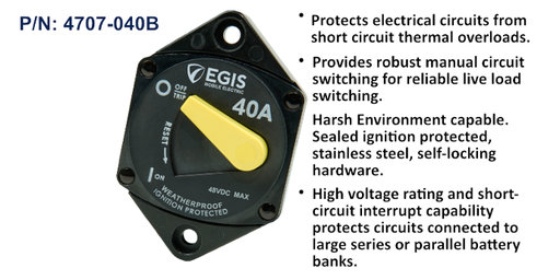 [4707-040B] Circuit Breaker 87 Series, Pnl Mnt, 40 A, Bulk Pack