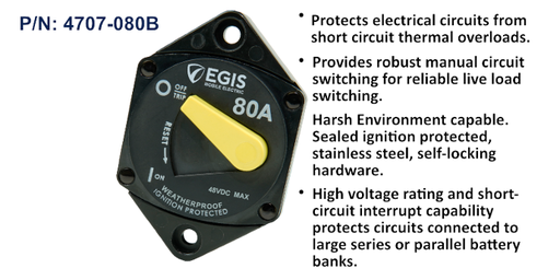 [4707-080B] Circuit Breaker 87 Series, Pnl Mnt, 80 A, Bulk Pack