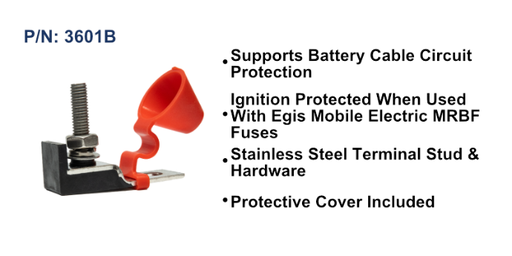 [3601B] MRBF Terminal Fuse Block - Single Output, 30-300 A, Red Cover, Bulk Packed
