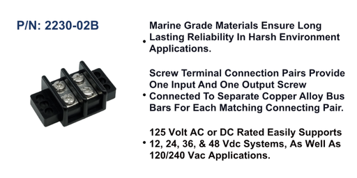 [2230-02B] Terminal Block - 30A, 2 Circuit, Bulk Pack