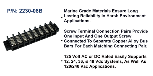 [2230-08B] Terminal Block - 30A, 8 Circuit, Bulk Pack