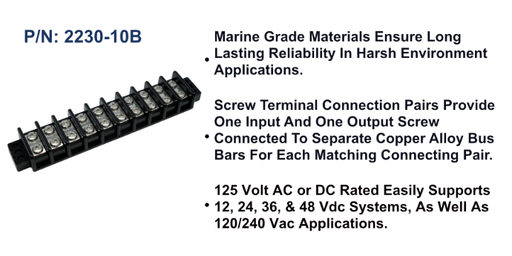 [2230-10B] Terminal Block - 30A, 10 Circuit, Bulk Pack
