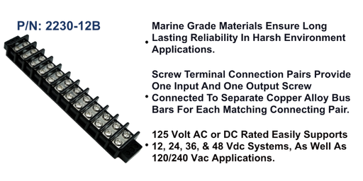 [2230-12B] Terminal Block - 30A, 12 Circuit, Bulk Pack
