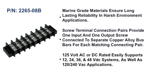 [2265-08B] Terminal Block - 65A, 8 Circuit, Bulk Pack
