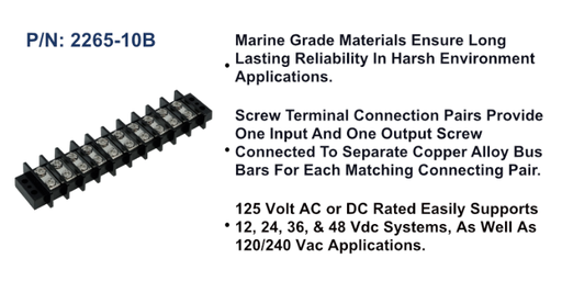 [2265-10B] Terminal Block - 65A, 10 Circuit, Bulk Pack
