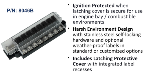 [8046B] RT Fuse Block 8 Circuits w/Cover, Bulk Pack