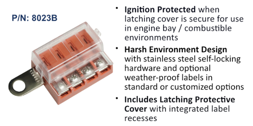 [8023B] RT Battery Terminal Mount Fuse Block 4 Circuit, Bulk Pack