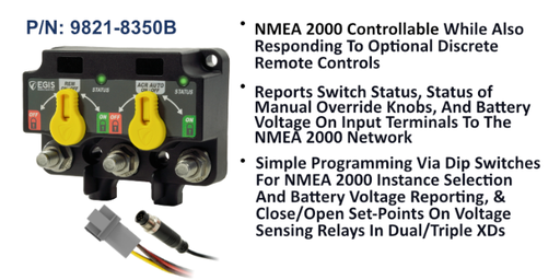 [9821-8530B] Dual XD - NMEA 2000 (Relay/ACR) w/Knobs - 8P DT Conn