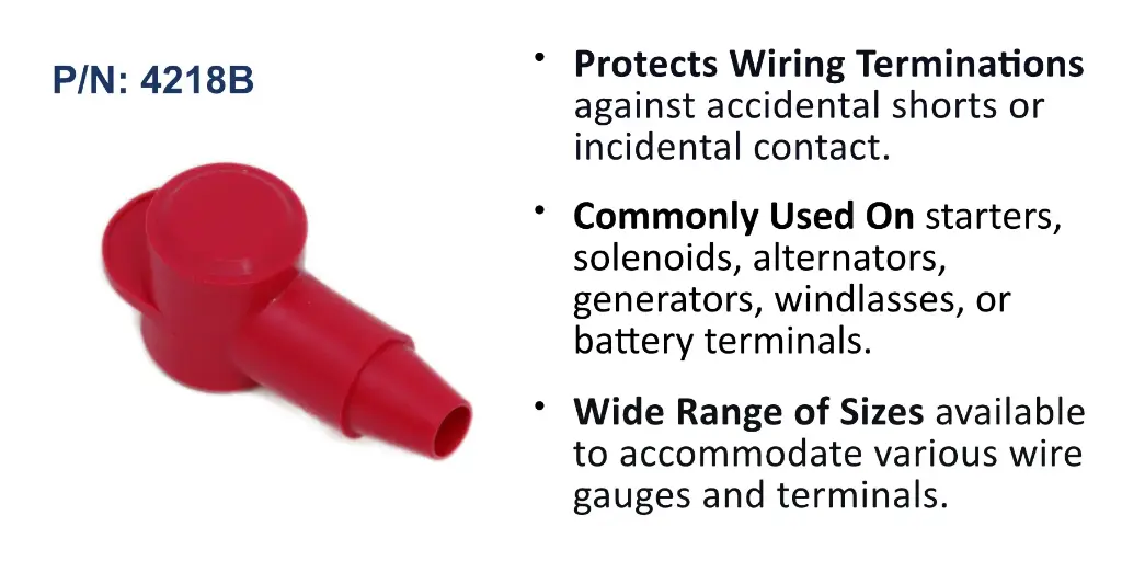 CableCap Stud Insulator, 4-8 AWG, Red, Bulk Pack