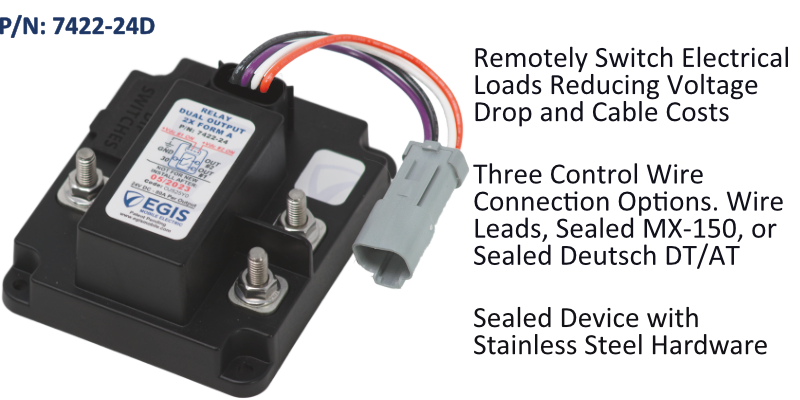 TH3 - Dual Relay, 2x 80 Amp - 24V - Deutsch Conn, Bulk Pack