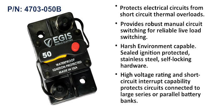 Circuit Breaker, 85 Series, Surface Mount, 50 Amp, Bulk Pack