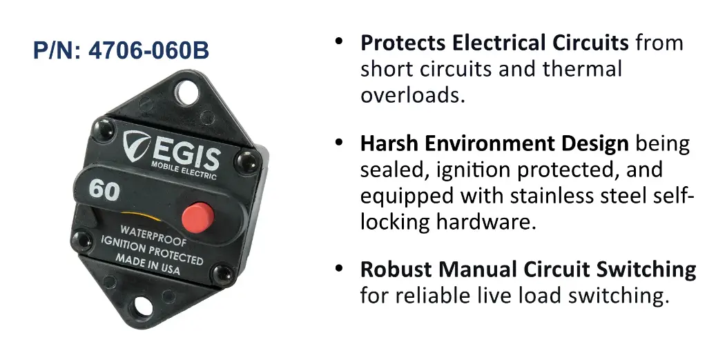 Circuit Breaker, 85 Series, Panel Mount, 60 Amp, Bulk Pack