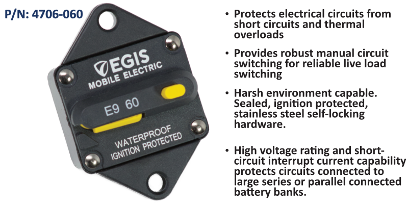 Circuit Breaker, 85 Series, Panel Mount, 60 Amp, Bulk Pack