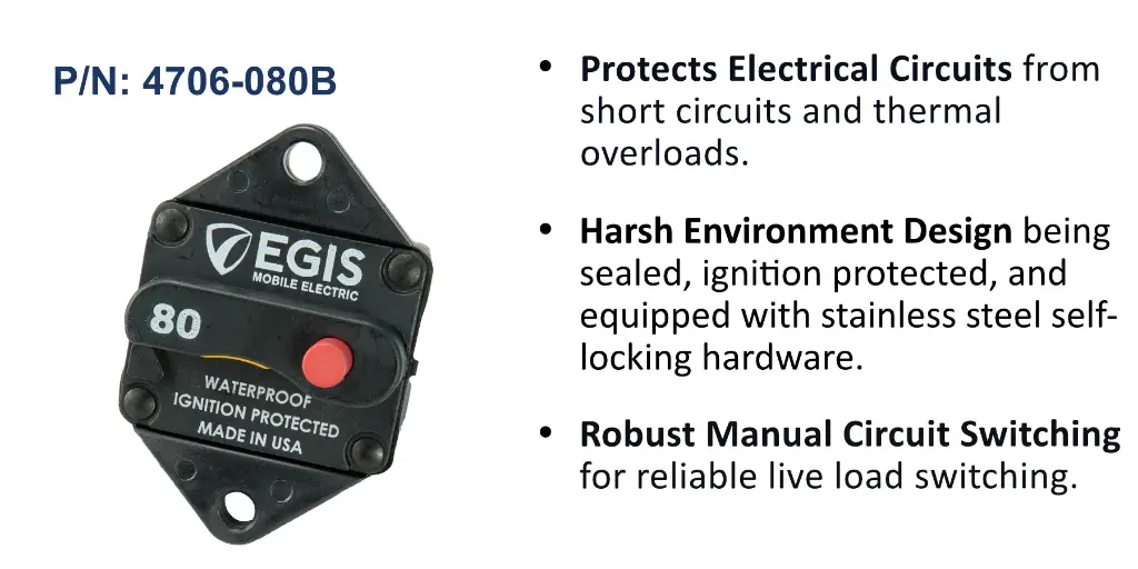 Circuit Breaker, 85 Series, Panel Mount, 80 Amp, Bulk Pack