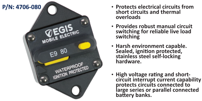 Circuit Breaker, 85 Series, Panel Mount, 80 Amp, Bulk Pack