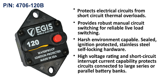 Circuit Breaker, Panel Mount, 120 Amp, Bulk Pack