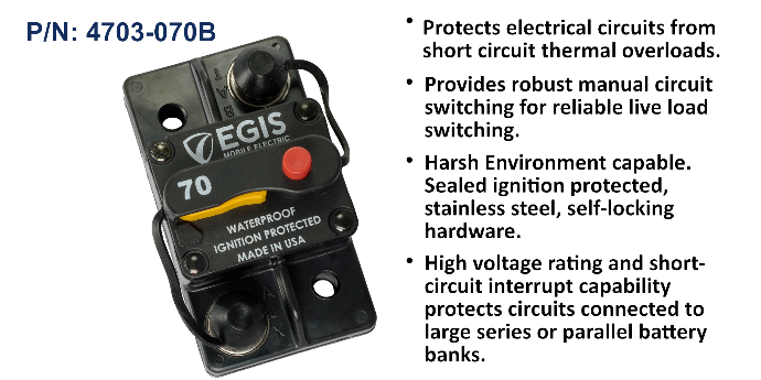Circuit Breaker, Surface Mount, 70 Amp, Bulk Pack