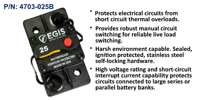 Circuit Breaker, 85 Series, Surface Mount, 25 Amp, Bulk Pack