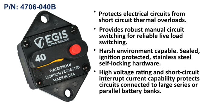 Circuit Breaker, 85 Series, Panel Mount, 40 Amp, Bulk Pack