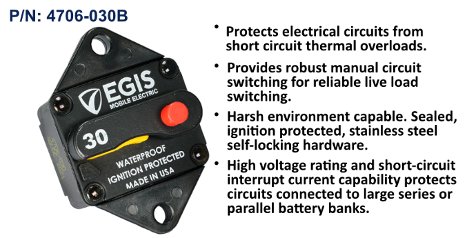 Circuit Breaker, Panel Mount, 30 Amp, Bulk Pack